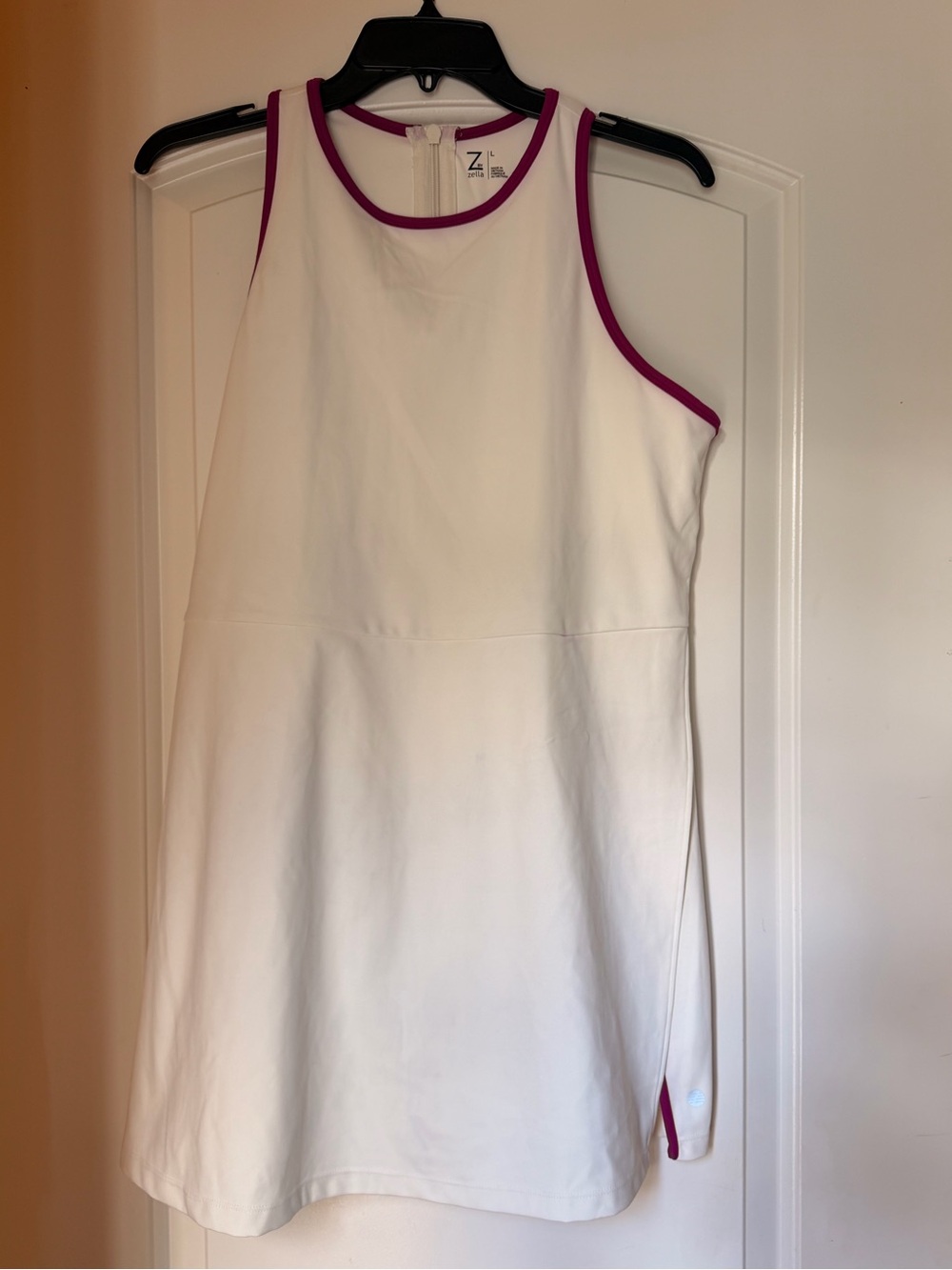 Zella White Athletic Tank Dress with Pink Trim